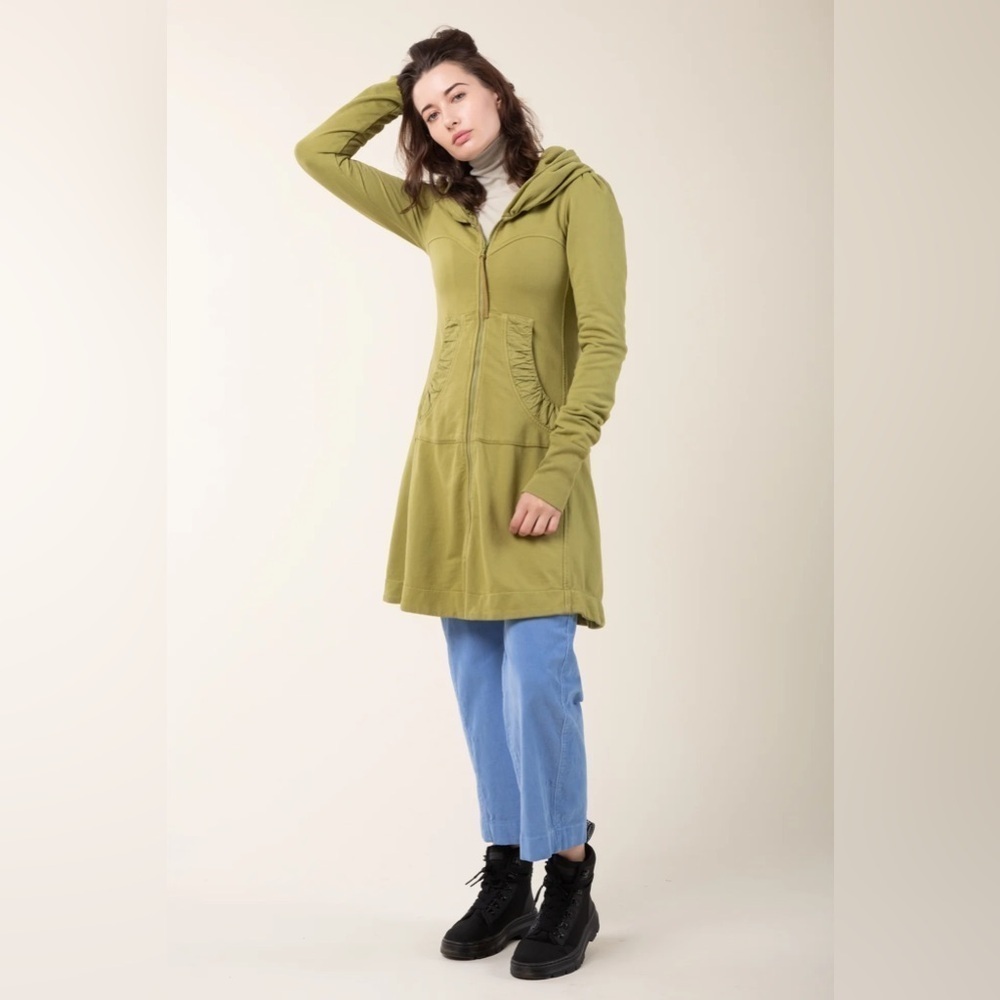 Prairie Underground Long Cloak Zip Up  Sweat Jacket EUC fern green XS